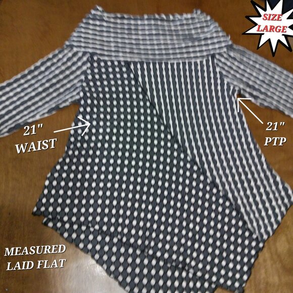 Women's YUSHI black/white geometric print tunic L/S Winter top Size Large EUC - Picture 6 of 8